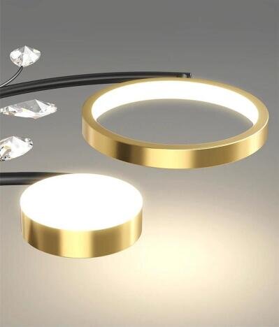 Lustra LED 96W Space Glam Gold 3, LED inclus, 7 surse de iluminare, Lumina: Cald, Natural, Rece
